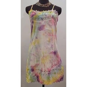 Positano by Jenn Paul Tie Dye Lace Embroidered Sleeveless Short Dress sz. S